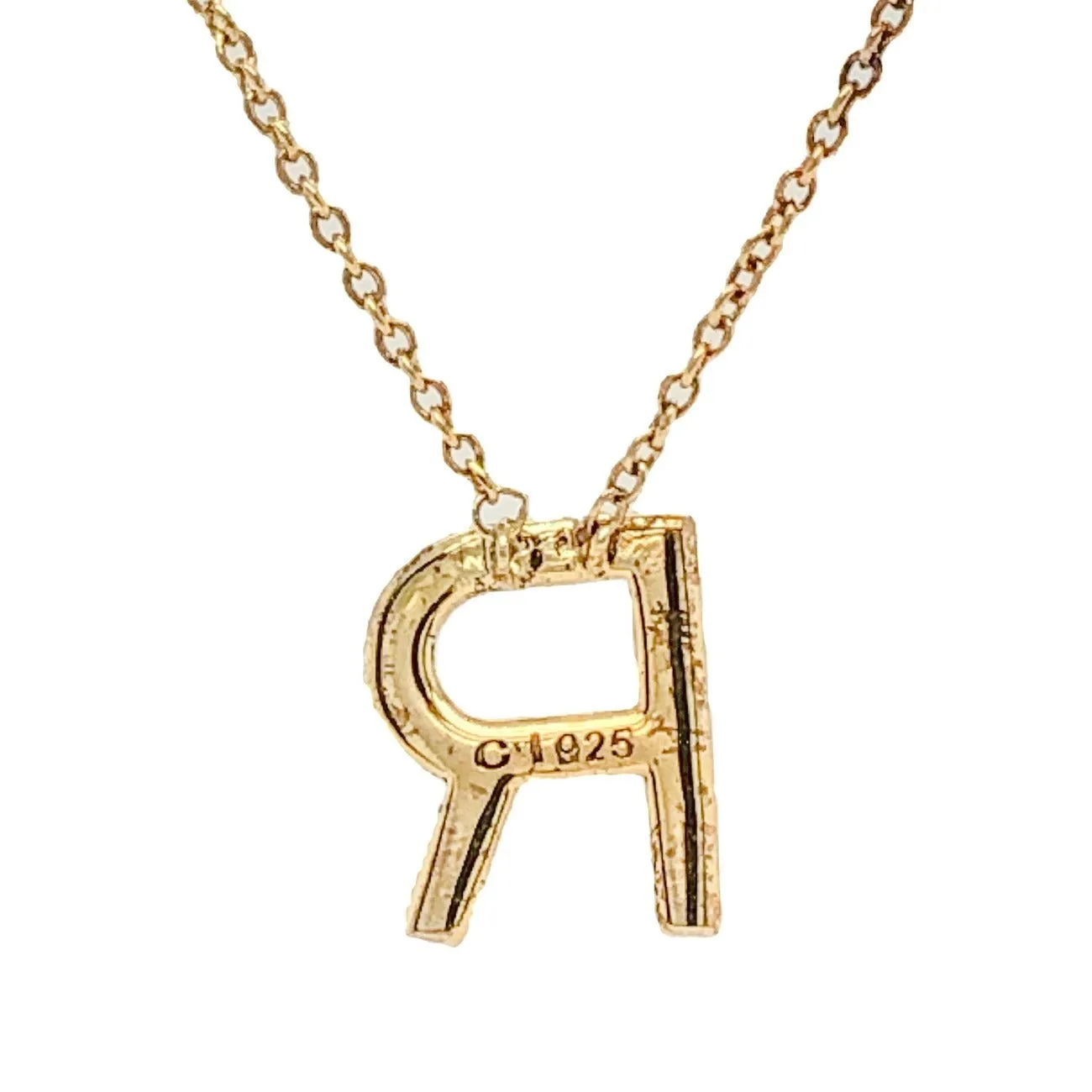 YGP Sterling CZ R Initial Necklace