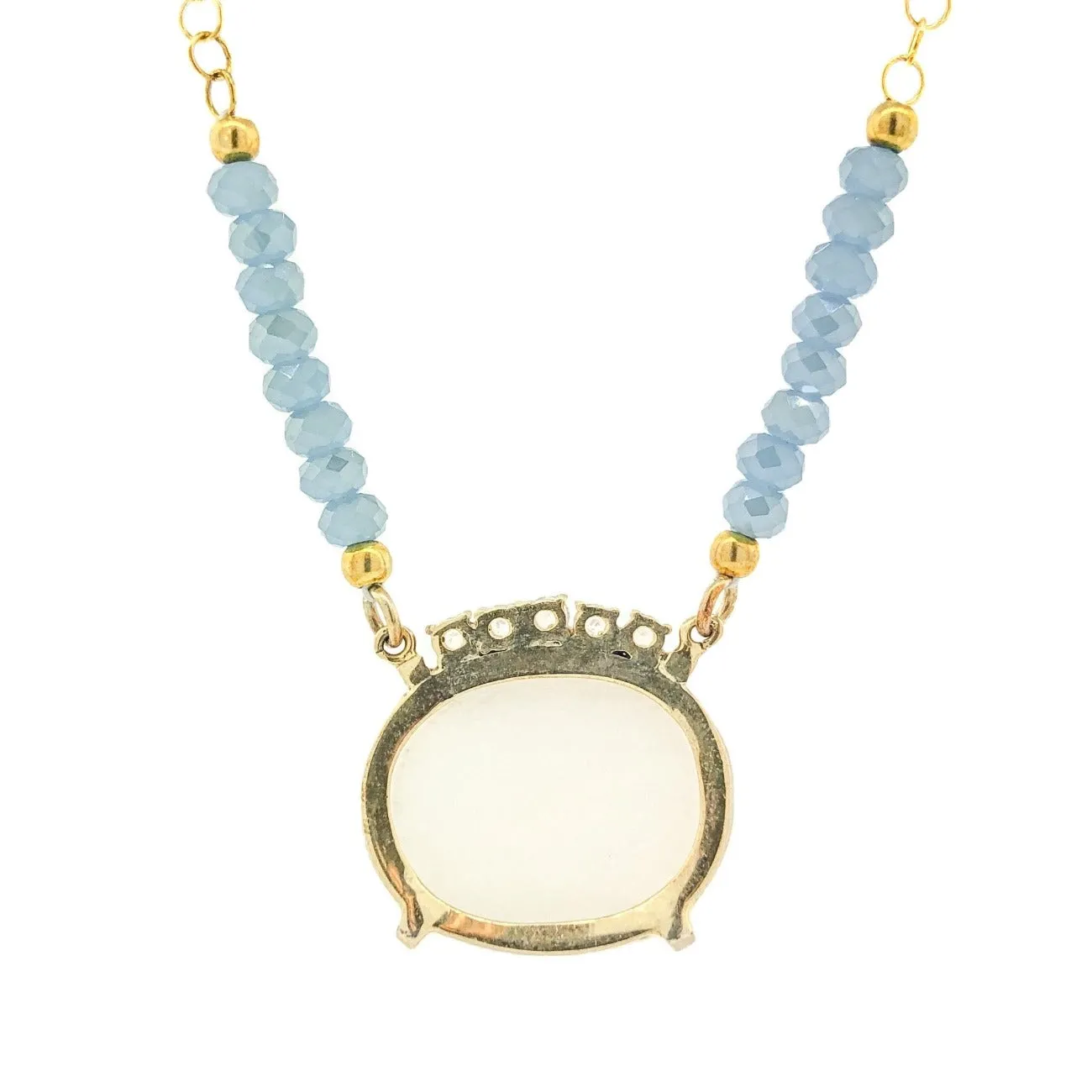 YGP Sterling CZ, White & Blue Quartz Necklace