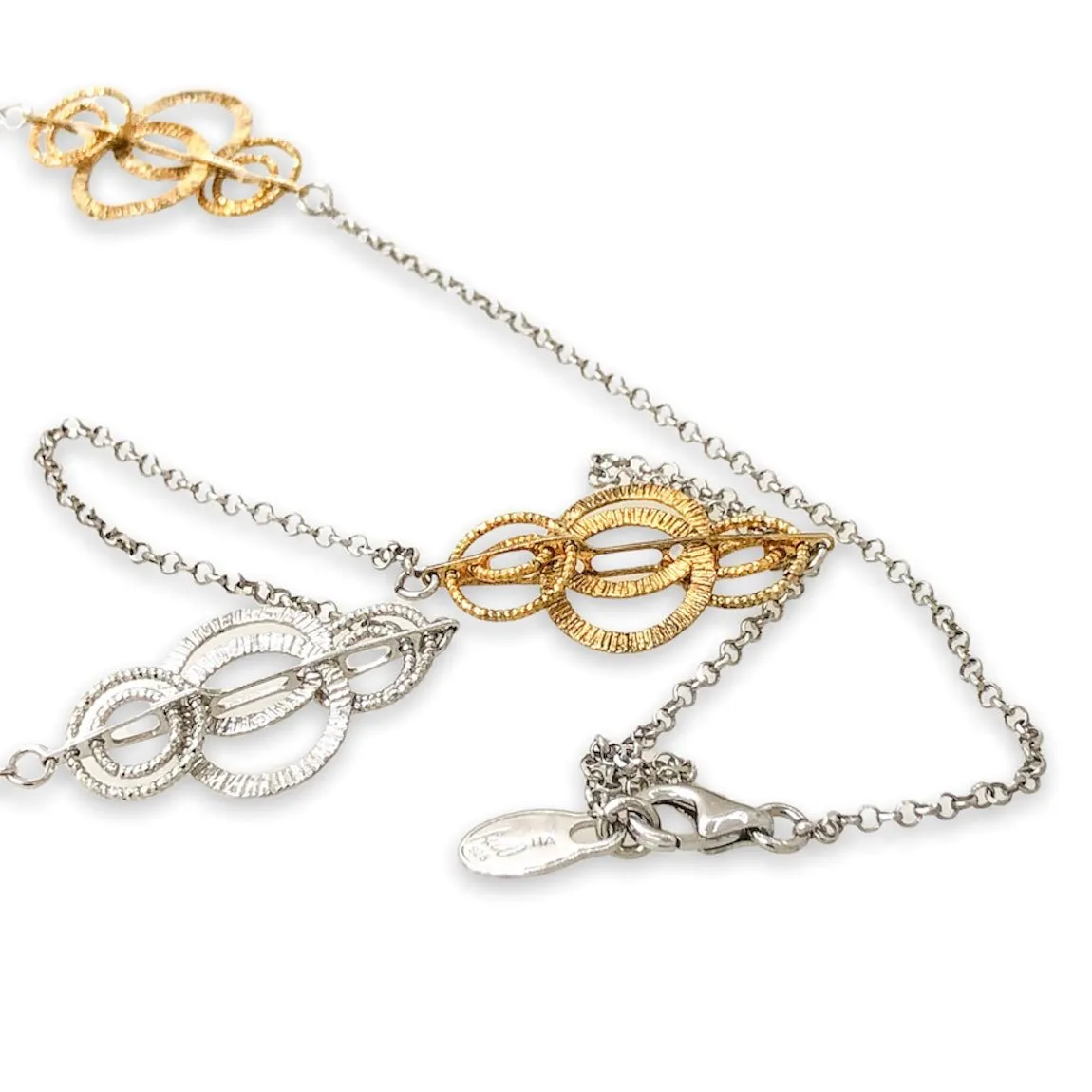 YGP Sterling Interlocking Textured Circles 34 Necklace