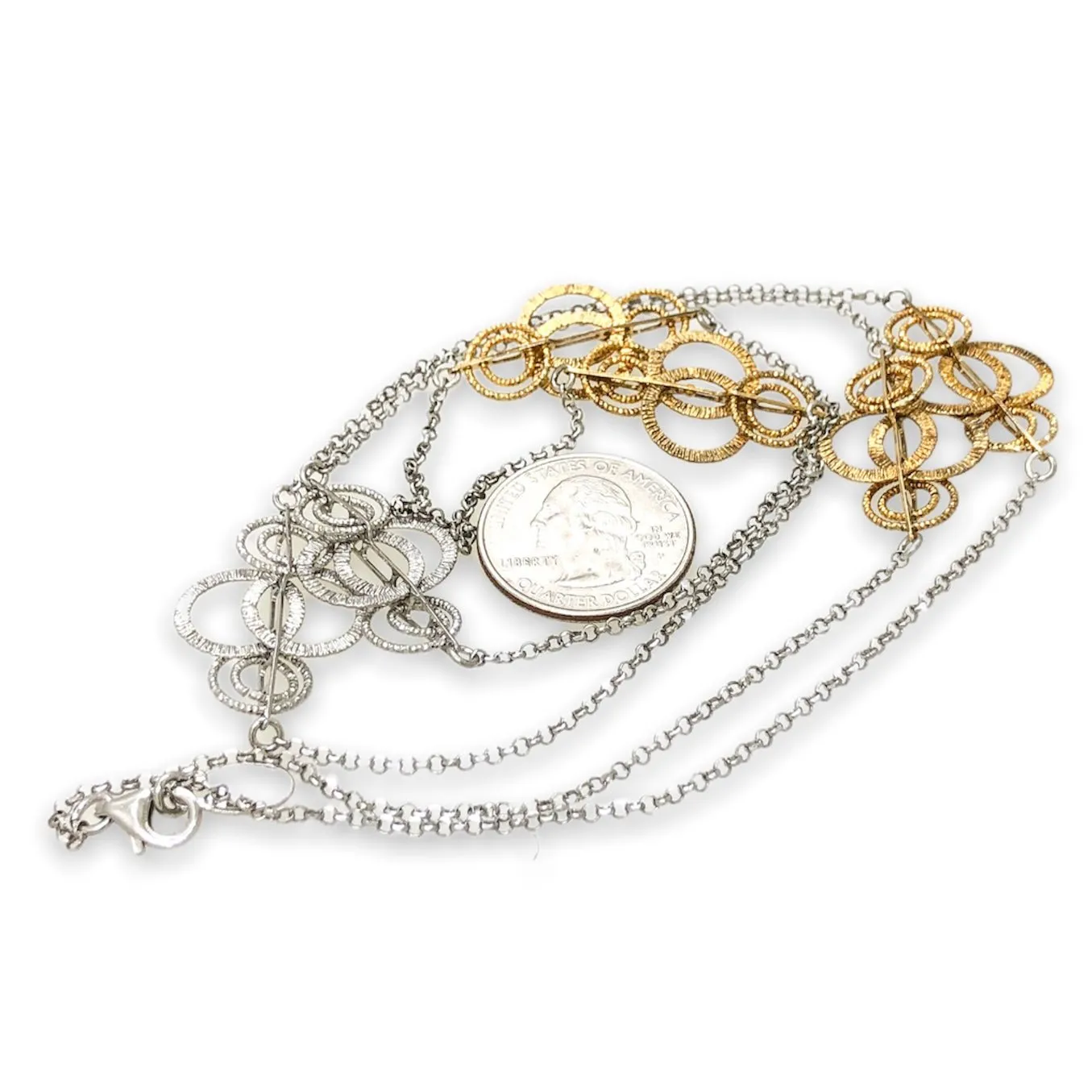 YGP Sterling Interlocking Textured Circles 34 Necklace
