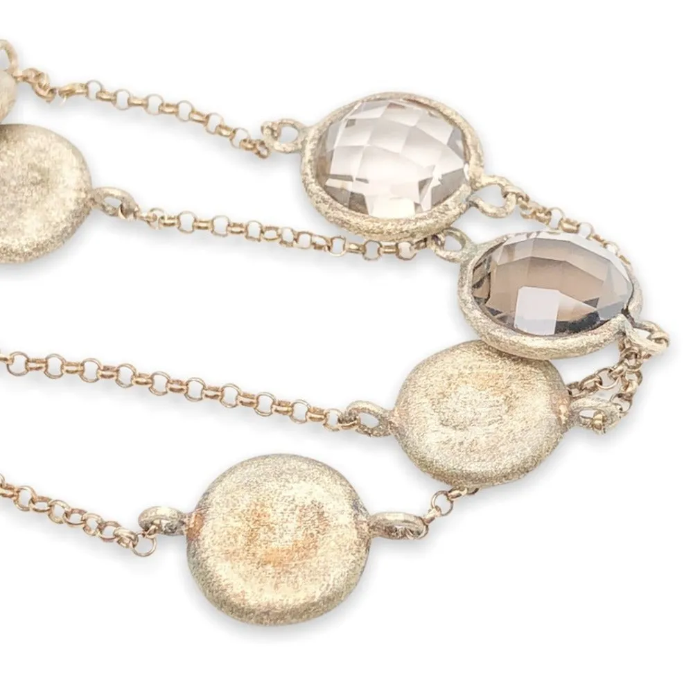 YGP Sterling Smoky Quartz Double Strand Bracelet