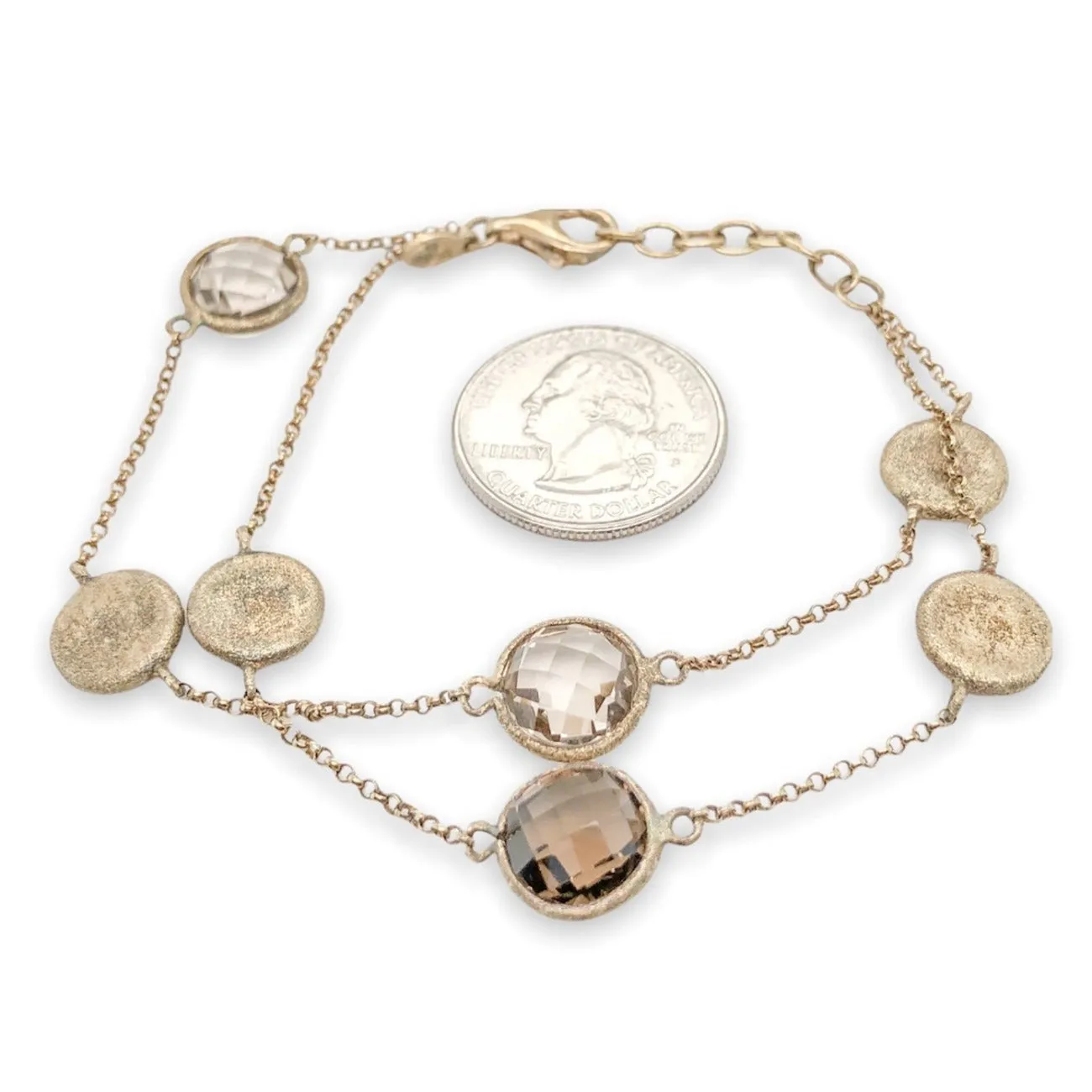 YGP Sterling Smoky Quartz Double Strand Bracelet