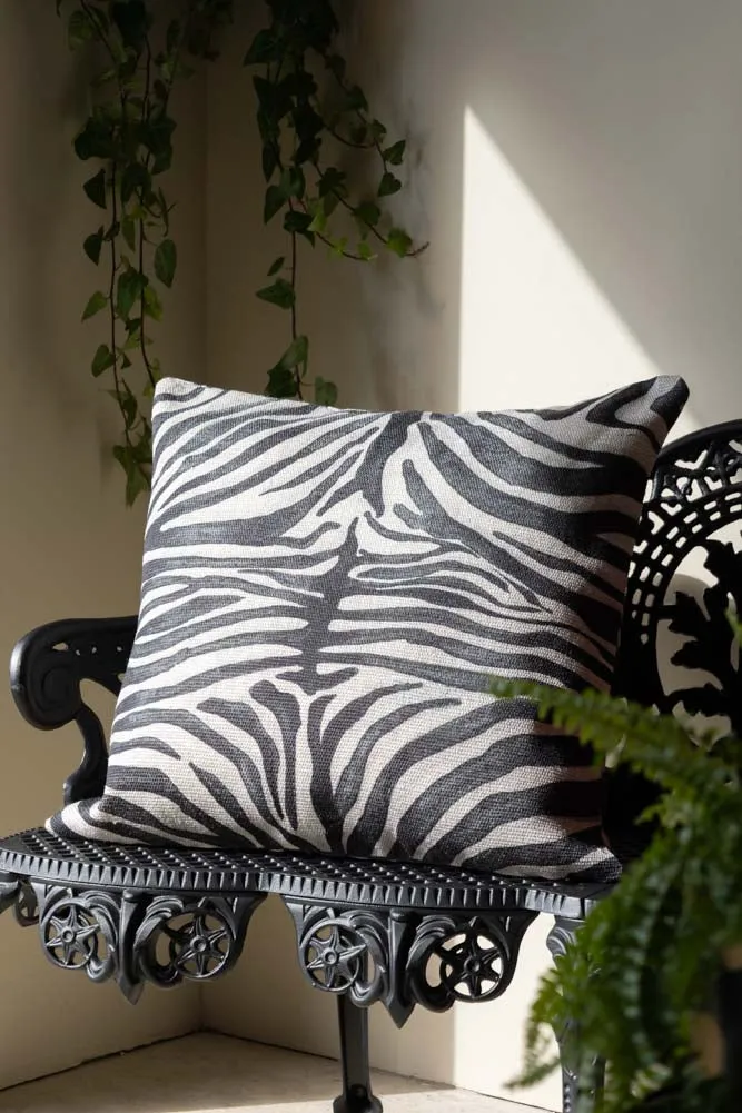 Zebra Print Outdoor Cushion dried flowers  