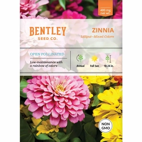 Zinnia-Lilliput Mixed Colors-Zinnia elegans Seed Packet floating plant shelf  